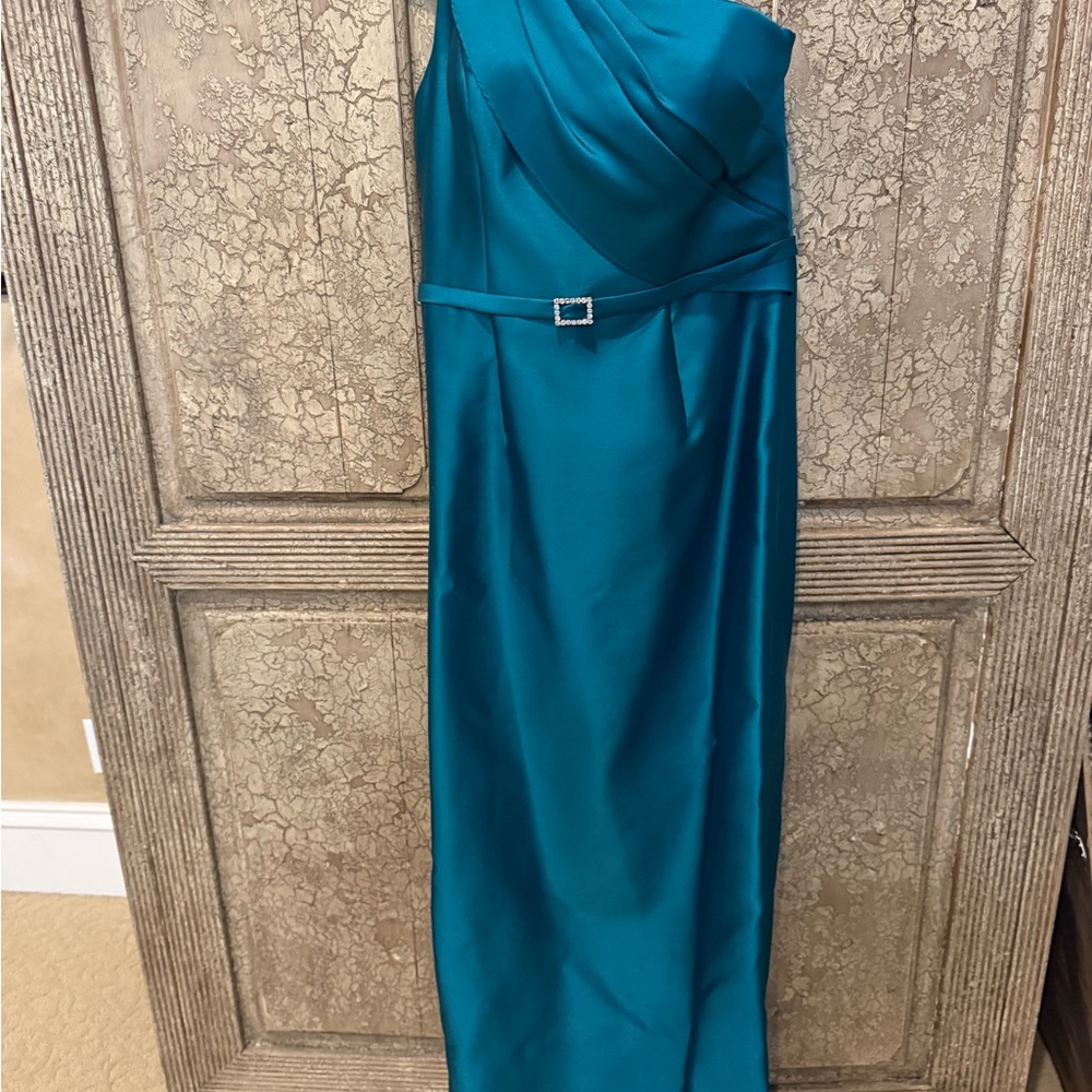 Terani Couture One Shoulder Teal Dress